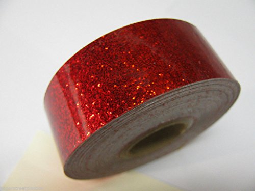 Glitter Flake Vinyl Tape with Self-Adhesive, Glitter Chips Sparkle (2 inch x 25 ft, Red)