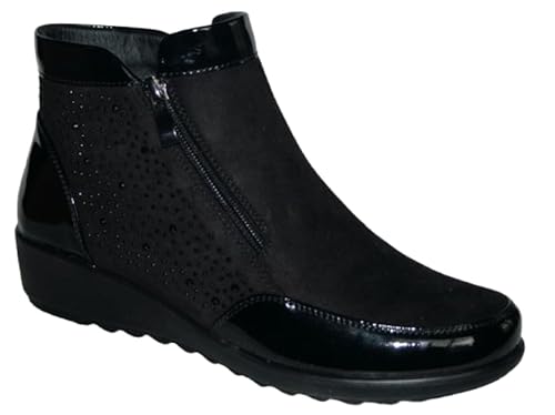 Cushion Walk Ladies Womens Wedge Heel Smart Casual Ankle Boots in Sizes 4-8 (Black, 5 UK, UK Footwear Size System, Adult, Women, Numeric, Medium, 5)