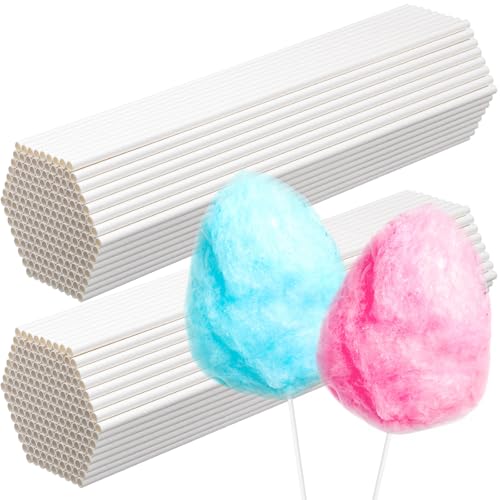 Cotton Candy Cones 600-Pack, 13.8 Inch White Sticks