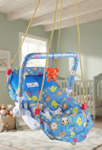 Image of Joyride Multipurpose Adjustable Carry Cot /Bouncer /Rocker with Mosquito Net Bouncer (Blue), ?Plastic & Polyster