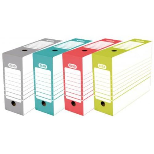 Set di 20 scatole per archivi Tric 27 x 34, dorso di 10, in cartone colori assortiti (4)