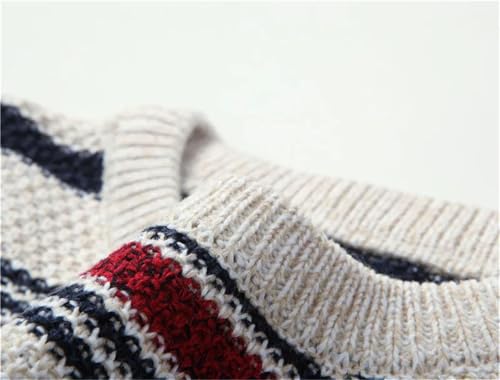 Men's Striped Pullovers Knitted Sweater Casual Crew Neck Lightweight Sweater2