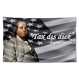 FULAISMGS Funny Flags Tax This Dic Flag Benjamin Franklin Flag for Room Tapestries for man cave College Dorm Room guys 3x5 FT (American flag background）