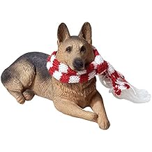 Sandicast XSO16003 German Shepherd with Red & White Scarf Christmas Ornament