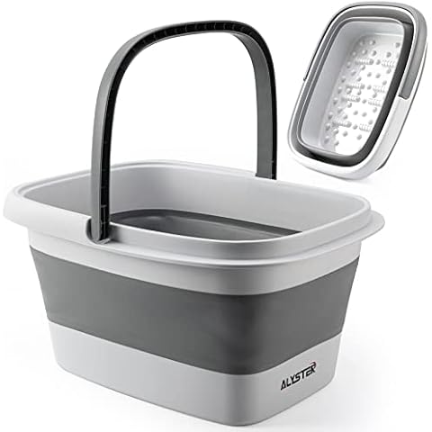 ALYSTER Foot Bath Collapsible Foot Bath Foot Soak Tub with Handle Foot Spa Bath 15L/4 Gallons Massager Foot Soaking Bath Basin Feet for Dry Cracked Feet, Pedicure Foot Soak, Home Spa Treatment Cover