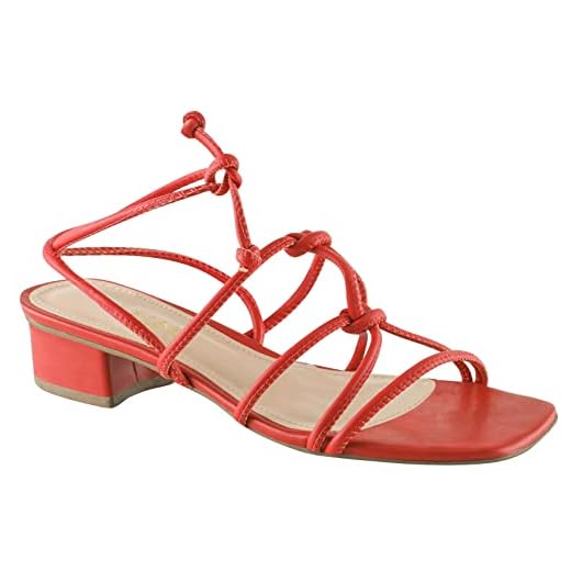 Sandália De Salto, Via Uno, Feminino, Vermelho, 37