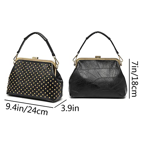 Bolso de mujer retro tipo tote en cuero PU miniatura 2