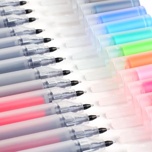 Fine Tip Colored Gel Pens, 28-Count 0.5mm Fine Point Pen, Smooth Writing Pens No Bleed Through, Ballpoint Planner Pen for Bible Journaling, Adult Coloring, Note Taking, Office School Supplies
