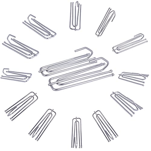 Ganchos de Cortina Plisados en Acero Inoxidable - 50 Unidades Con 4 Puntas Para Transversales (Plateado)