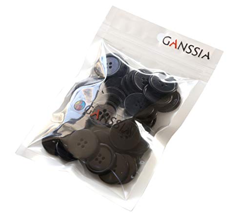 Ganssia 1 Inch (25Mm) Black Resin Buttons Sewing Flatback Button For Garment Diy Craft Decoration Pack Of 50Pcs #TOP6