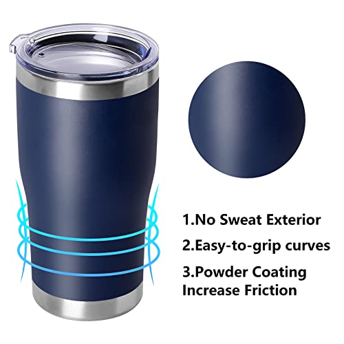 Domicare 20Oz Tumbler With Lid Stainless Steel Tumblers Bulk, Double Wall Vacuum Insulated Coffee Travel Mug Powder Coated Tumbler, 12 Pack Navy #TOP1