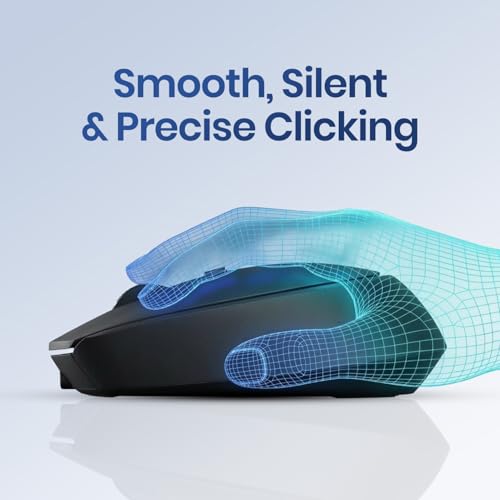 Image of Portronics Toad 23 Pro Wireless Rechargeable Bluetooth Optical Mouse with 2.4GHz, USB Nano Dongle, Optical Orientation, Click Wheel, Adjustable DPI Upto 3200, Type C Rechargeable(Black)