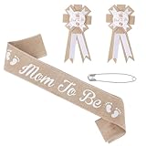 Baby Shower Band Set, Mom Mommy Mama Mother to Be Band Dad Daddy to Be Pin Corsage Gender Reveals Gift Baby Shower Stuff Decoration Photo Props for Expecting Parents (Brown)