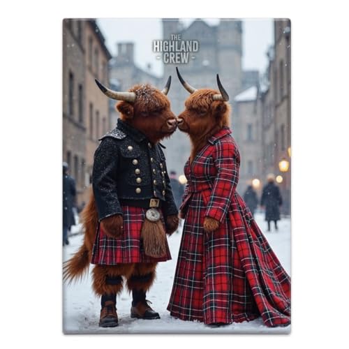 Image of Fridge Magnet (65 x 90 mm) - The Highland Crew - Bull and Cow Kiss