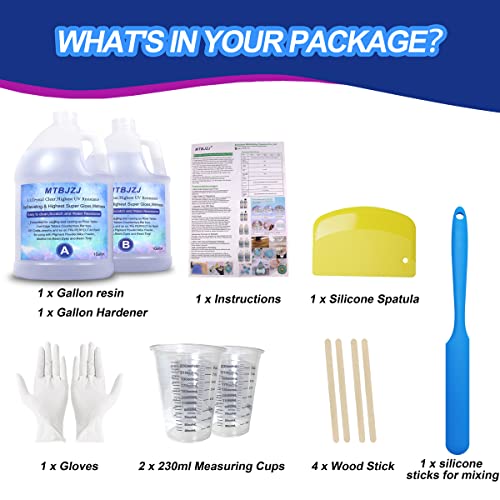 Epoxy Resin 2 Gallon Kit - Crystal Clear Epoxy Resin That Self Levels For Jewelry Casting Molds Diy, Arts & Crafts, Bars, Tabletop Art 1:1 Ratio(1 Gallon X 2) #TOP5