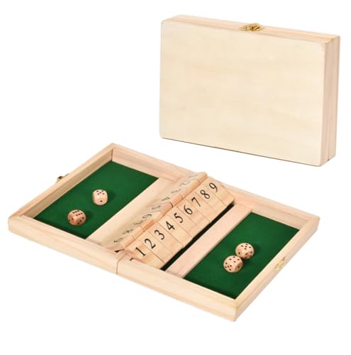 Cawtiuly Shut The Box Games - Fun Table Math Game with Wooden Board for Adults & Kids with 2+ Player Games - Ideal for Game Night, Travel - (Ages 8+)