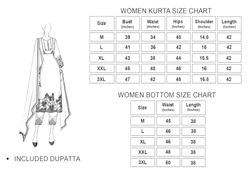 Image of Tee Projekt Women's Cotton Blend Floral Straight Kurta Pant with Dupatta Set ll Mandarin Collar
