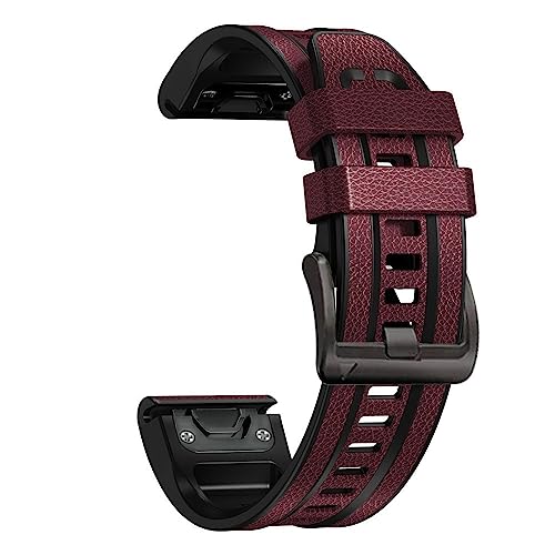 Correa para Garmin Fenix 7 GUMMMY de 22mm, pulsera Easyfit de silicona y cuero ágata