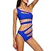 NE Norboe Women's One Shoulder Sexy One-Piece Monokini Cut Out Bodycon Swimwear Bikinis (s, blue)