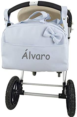 Danielstore- Bolso Carro Bebe Personalizado Acolchado con Nombre Bordado. Color Azul