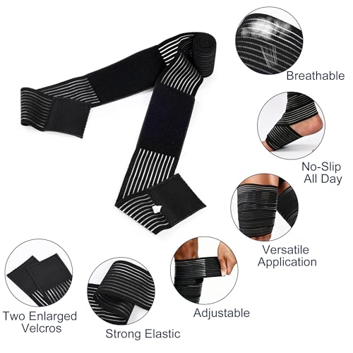 Wrap Around Calf Brace, Adjustable Elastic Bandage Sleeve for Lower Legs, Thigh, Ankle, Compression Sleeves Support for Varicose Veins, Edema, Swelling, Soreness, Shin splints, 1 Pair Calf Guards 70.87″‌ Black — view 6