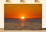 5X3ft Fabric Sunset Over The Sea Backdrop Afterglow of The Sunset Falls on The Sea Level Background Party Decorations for Living Room Home Wall Decor Banner Photo Booth Props