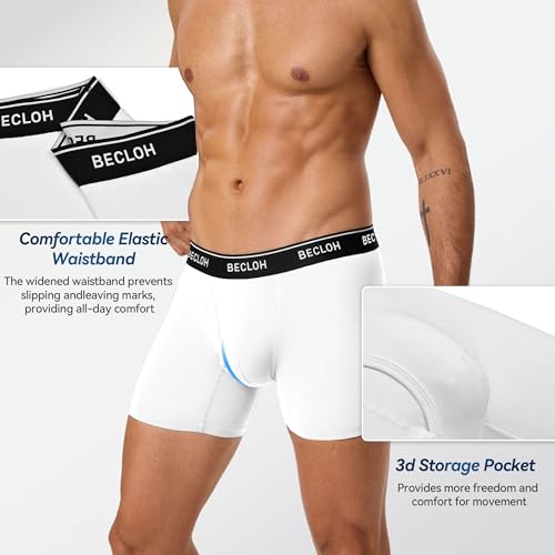 Men's Cotton Boxer Briefs 6 Pack Stretchy Soft Fitted Cotton Mens Trunks Underwear Multipack Breathable4