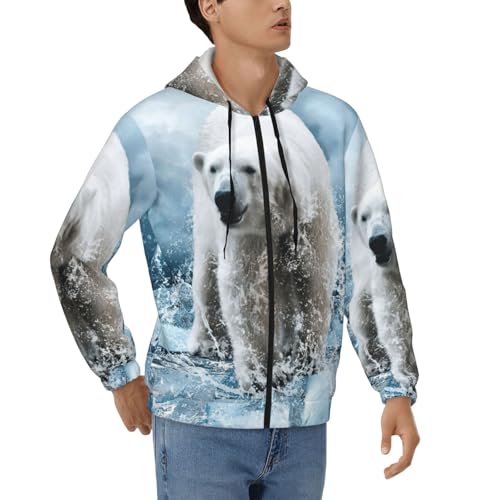 Sweat à capuche ours polaire zippé pour homme EdWal