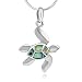 Chuvora 925 Sterling Silver Natural Abalone Shell Inlay Sea Turtle Pendant Necklace for Women, 18"