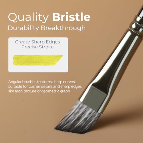 Image of Nicpro 10 PCS Angular Paint Brush Set, Nylon Hair Angled Paint Brushes for Acrylic, Watercolor, Oil, Gouache, Craft, Detail Face Body Art Painting, Base Coating, Artist Paintbrush Kit for Kid & Adult
