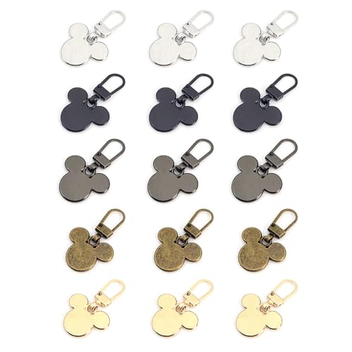 15 Pcs Mixed Color Small Mouse Zipper Keychain Pack - Premium Alloy Metal Zipper Pendant Charm Cute Anime Mouse Charms Mini Cartoon Keychain Adorable Bear keyrings for Bag