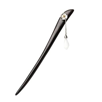 Wooden Hair Stick with Jade Tassels 7.08" Chinese Hair Chopsticks for Long Hair Fashionable Hairpins for Women Handmade Hair Sticks Forks for Buns