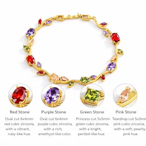 Image of Trendy Tulip Bracelet for Women | Gold Plated Pink Crystal Floral Bracelet | Elegant Minimalist Jewelry | Adjustable Chain Bracelet Gift for Girls Women | Stylish Party Daily Wear Accessory