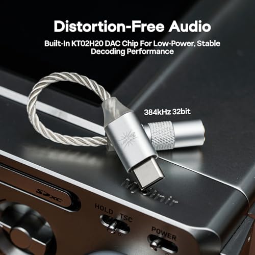 Image of Linsoul Kiwi Ears AD1 Type-C to 3.5mm Female Headphone DAC Adapter Cable, USB C to Aux IEM Dongle with KT02H20 Chip, High Res 32bit /384kHz, CTIA-Standard for iOS /Android /Windows Smartphones (Silver)