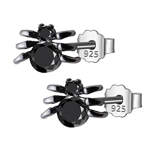 Boucles d'oreilles araignée noire 9mmX6mm en argent pour femmes