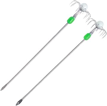 2Pcs Double/Single Layer Umbrellas Hook Luminously Squid Jigs Stainless Steel Rod Octopuses Inks Fish Fishing Saltwater Fishing Hook