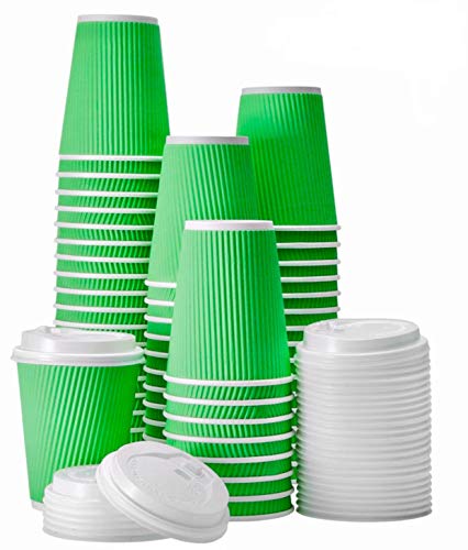 FarSmart Disposable Hot Paper Coffee Cups With Lids To Go 12 Oz