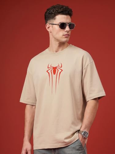 Image of Veirdo Men Spider-Man Printed Oversized T-Shirt