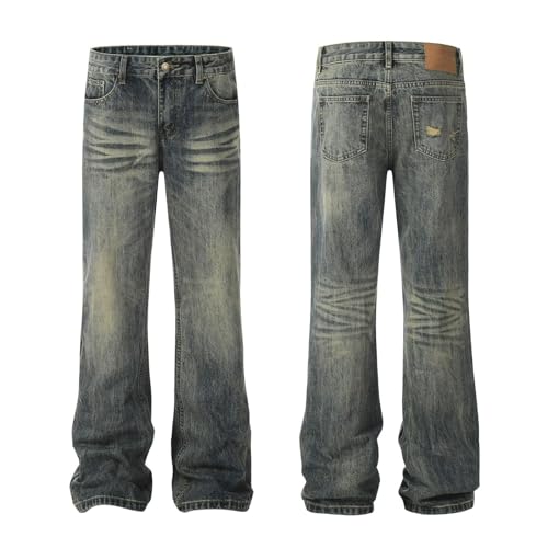 Jeans Pants Trousers Denim Trendy Street Ripped Worn Holes Retro Washed Blue Casual Commuting Straight Leg for Men4