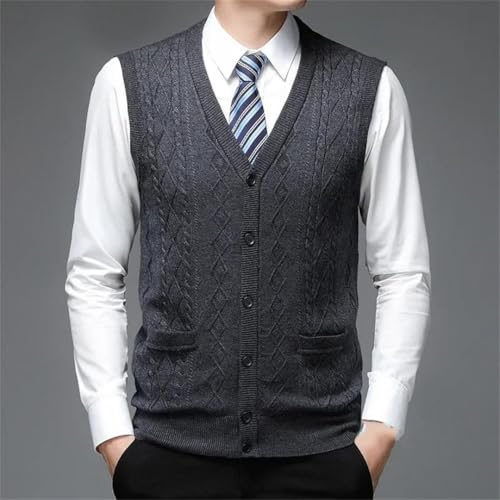 Collarless Single-Breasted Non-Hooded Wool Ordinary Daily Navy Solid Color Spot Men's Sweater Vest2