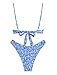 ZAFUL Women High Cut Bikini Sets String Sexy Swimsuit Two Piece Underwire Bathing Suit Brazilian Cheeky Cut Out Cute Swimwear Blue Flower L