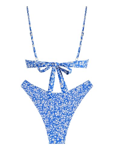 Image of ZAFUL Women High Cut Bikini Sets String Sexy Swimsuit Two Piece Underwire Bathing Suit Brazilian Cheeky Cut Out Cute Swimwear