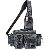 THKFISH Fishing Tackle Bag Fly Fishing Bag Sling Pack Portable Fishing fanny pack Waist Pack with D-Rings and Waist Strap Bluecamo