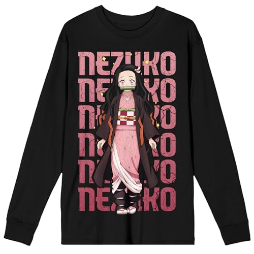 Bioworld Demon Slayer Nezuko Character Adult Black Crew Neck Sweatshirt-XXL