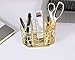 Nugorise Pen Holder, 3 Compartment Metal Pencil Holder, Decorative Desk Storage Organizer Container for Stationery and Desk Accessories, Gold
