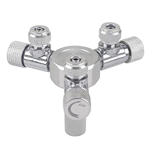 CENPEK Silberfarbenes Metall-3-Wege-Splitter-Reglerventil für Aquariumpflanzen, CO2-Tank