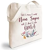canvas stoff wasserdicht EINKAUFSTASCHE OMA IS GERÄUMIG - Die wiederverwendbare Baumwolltasche hat eine moderne, längliche Form. Dank den Abmessungen von B35 x H42 x T8 cm (+/- 2cm) und einem Volumen von 11 l bietet sie viel Platz für Einkäufe.