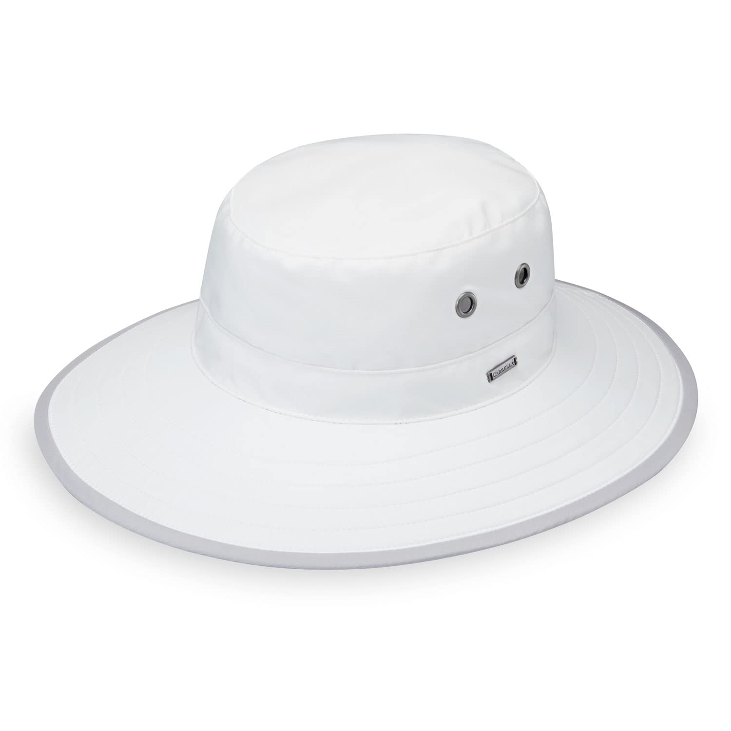 CARKELLA by Wallaroo Tahoe Sun Hat – UPF 50+ – Broad Brim – Lightweight – Adjustable – Packable, White/Grey, Large