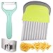Cortador de Patatas Onduladas, Acero Inoxidable Cortador Patatas, Manual Cortador de Verduras con Protector de Dedos y Pelador de Patatas, Cortadora para Papas, Zanahorias, Queso, Papas Fritas