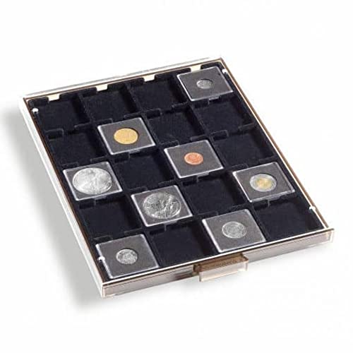 Bandeja para monedas Leuchtturm 327468 de 20 divisiones esquinadas 50x50 mm color humo